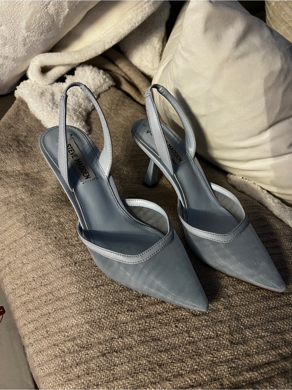 Steve Madden Sky Blue Pointed Slingback Heels